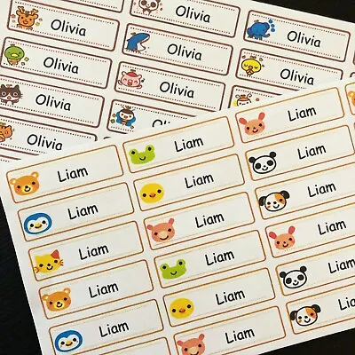 $4.99 • Buy Personalised Name Stickers Waterproof Back To School Kids Cartoon Labels