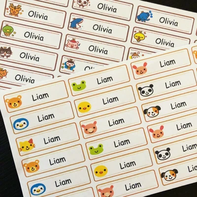 $4.99 • Buy Personalised Name Stickers Waterproof Back To School Kids Cartoon Labels