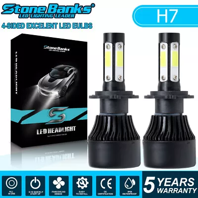 2X 4-SIDE Conversion Kit H7 LED Headlight High Low Beam Bulbs 6000K Xenon White • $10.79