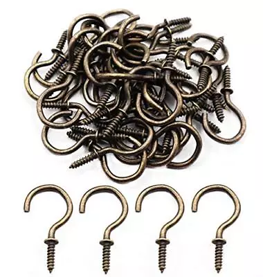 60 Pcs 1  Screw Ceiling Hooks 1 Inch Screw Cup Hooks Vintage Screw-in Bronze • $15.18