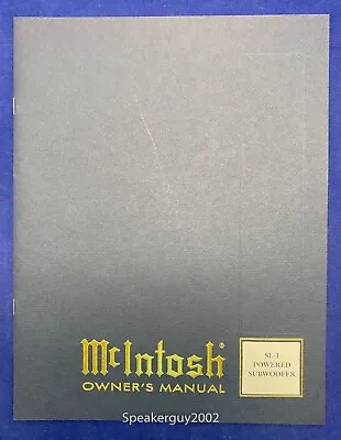 Original McIntosh SL-1 Subwoofer Owner's Manual -- #2 • $19.95