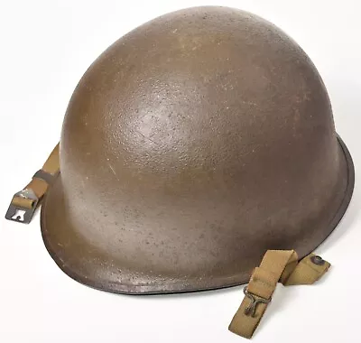 WWII US Army Airborne McCord M1-C Paratrooper Helmet Front Seam 1944 OD#3 Straps • £1044.55