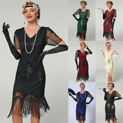 Great Gatsby Costume 1920's Sequin Fringe Flapper Dress For Cocktail Party Prom • £24.99