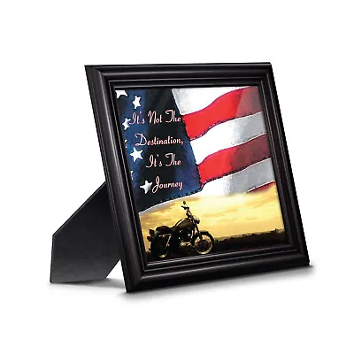 Classic Motorcycle Sunset Flag Background Picture Frame 10x10 8552 • $29.99