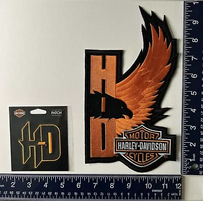 Authentic Vintage Harley-Davidson Patches / Emblems Reverse Eagle HD Set Lg  & S • $49