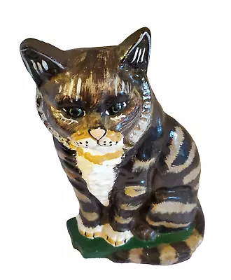 Vintage 1990's Cast Iron Painted Sitting Tom Cat Doorstop • $45.95