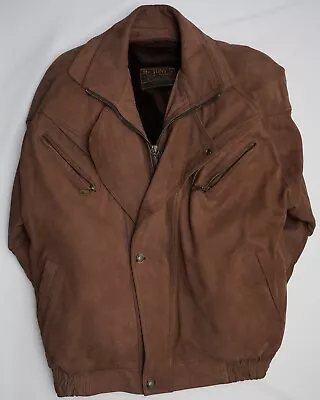 Mr Tony Leather Jacket Men Size Brown Removable Lining Korean Tailored • $74.99