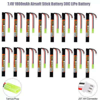 7.4V 1800mAh LiPo Stick Battery 30C With Mini Tamiya Plug For Airsoft Guns Rifle • £146.99