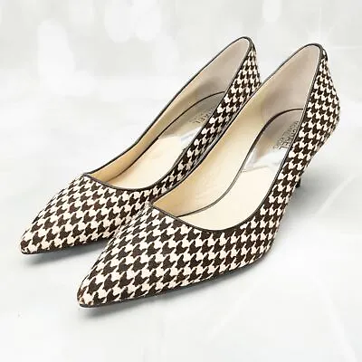 Michael Kors Women's Elisa Pumps Heels Shoes Size 8M Brown Calf Hair Houndstooth • $49.99
