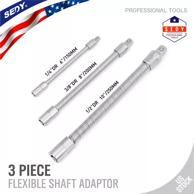 3-Piece Flexible Socket Extension Bar Set 1/2  1/4  3/8  Shaft Drive 10  8  6  • $17.99