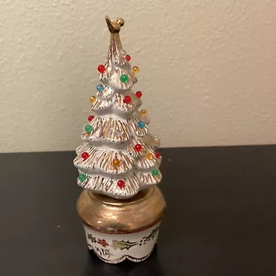 Vintage Ceramic Christmas Tree Hand Painted White With Gold About 7  High • $9.99