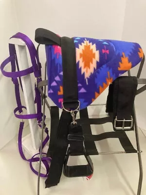 Miniature Horse / Sm Pony Bareback Saddle Pad Set - Purple Sw -  Bitless Bridle • $74.99