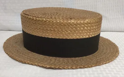 Vintage Brooks Brothers Straw Boater-Skimmer  Hat • $19.99