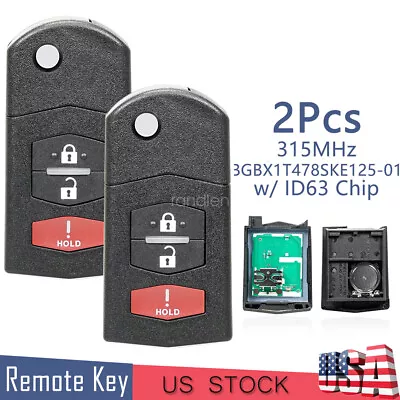 2X For 2011 2012 2013 2014 2015 Mazda 2 5 3Btn Keyless Entry Remote Car Key Fob • $24.89