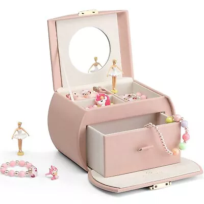 Musical Jewellery Box With Spinning Ballerina Lockable Jewelry Case Organizer • £14.95