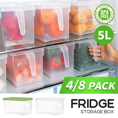 $21.99 • Buy 4/8PCS Refrigerator Storage Box Food Container Kitchen Fridge Organiser Freezer
