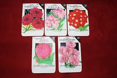 Lot: 5 Vintage Unused Lithographed Flower Seed Packets; Crosman Seed Co. NOS • $12