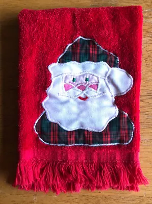 Vintage Stevens Christmas SANTA Red Fringe Fingertip Finger Holiday Towel Retro • $5.99