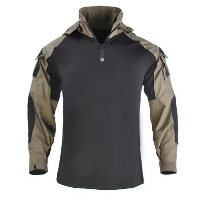Men's Military Combat Shirt Army Tactical GEN3 T-Shirt Casual Hoodie Camo Hooded • £34.79