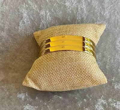 Signed Monet Gold Tone Polished Micro Beaded Cuf Bracelet 3/4   Wide Small Size • $9.95