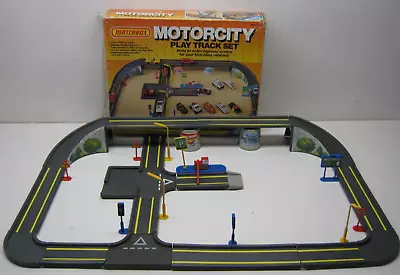 Matchbox 1402 Motorcity Play Track Set Vintage 1987 W Box Missing 1 Sign • $65