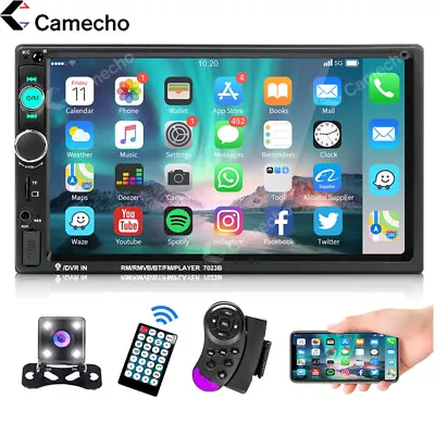 7  Double 2 Din Car Stereo Radio IOS/Android Bluetooth 7  Touch Screen W/ Camera • £28.99