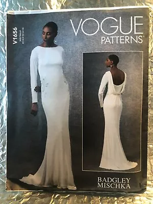 Vogue Patterns V1656 Misses GOWN Bride Mermaid Scoop Back Long Sleeve Mischka • $17