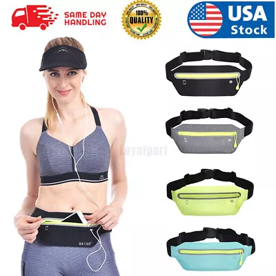 Reflective Running Belt Fanny Pack Waist Pouch Outdoor Camping Hiking Zip Bag • $6.95