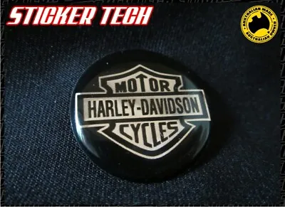 Black And Chrome Round Harley Davidson Shield Emblem Badge Sticker Suits Iron • $15