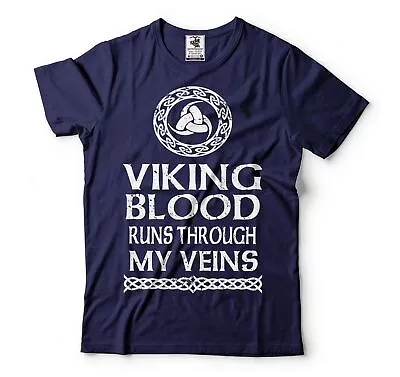 Mens Viking T-Shirt Viking Blood Shirt Nordic DNA Shirt Norse Heritage Tee • $19.35