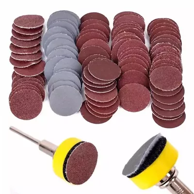 £8.99 • Buy 25mm Mini Sanding Discs Hook&Loop Back 100pcs With Backing Pad With 1/8 Shank  