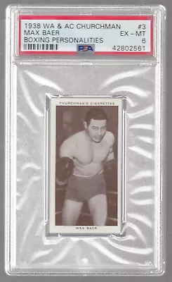 1938 Wa & Ac Churchman Max Baer Boxing Personalities #3 Psa 6 Ex-mt • $49.99