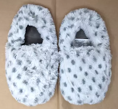 WARMIES Microwaveable Plush Slippers One Size White & Gray Lavender Flax Seed • $13.97