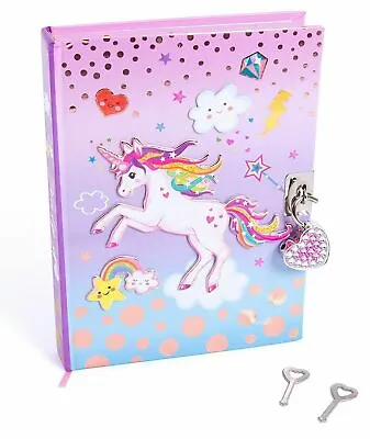Lockable Secret Diary Unicorn With Lock Padlock Journal Notebook • $26.73