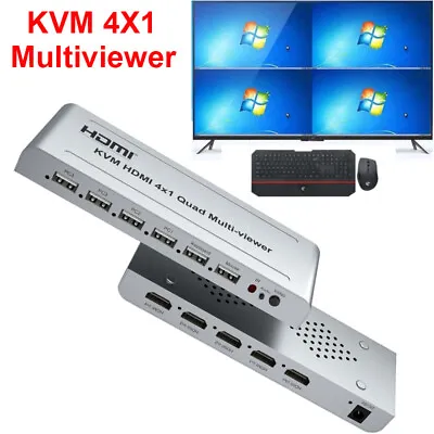 KVM HDMI 4X1 Quad Multiviewer 4 Channel Video Multiplexer DVD PC To TV Monitor • $63.73