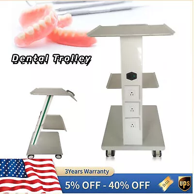 Medical Mobile Dental Trolley Cart Built-in Socket Equipment W/Foot Brake • $156.75