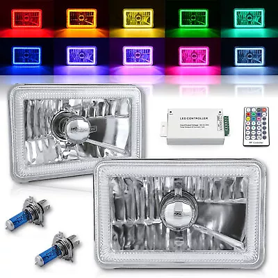 4X6  RF Color Change RGB SMD LED Shift Halo Angel Eye Headlight Light Bulbs Pair • $149.95