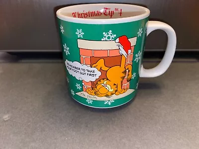 Vintage Garfield Christmas Tip No 4  Coffee Mug Jim Davis Enesco 1978 • $12