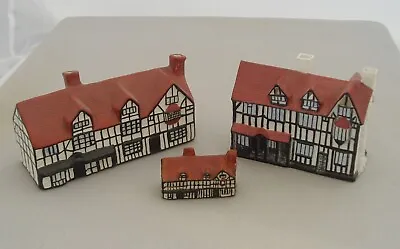£19.99 • Buy 3 Crested China Cottages Shakespeare's House Willow Art +1 Goss Interest