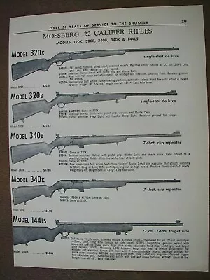 1964 Mossberg 22cal Rifles 320 144 346 351 351 2 Sided  PRINT AD 60-39 • $9.64