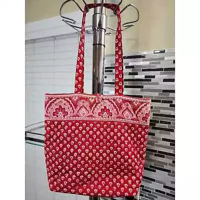 Vera Bradley Large Tote Nantucket Red Pockets Toggle Closure 13x15x4 Retired • $24