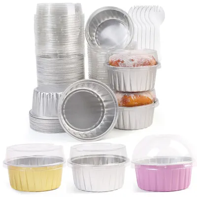 $12.99 • Buy Cupcake Liners With Lids Mini Aluminum Foil Baking Cups Muffin Liners Tin Party