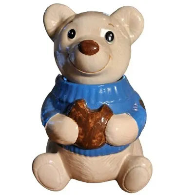 Vintage Poppytrail By Metlox California Blue Sweater Bear Cookie Jar 11.5  Tall • $39.99