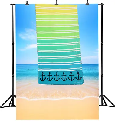 100% Cotton XL Long Wide Beach Towel Bath Sheet Holiday Anchor Turquoise 162cm  • £19.99