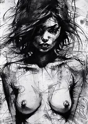 Nude Female ORIGINAL DRAWING Charcoal Fine Art Pinup Naked Women NO RESERVE A3 • £32