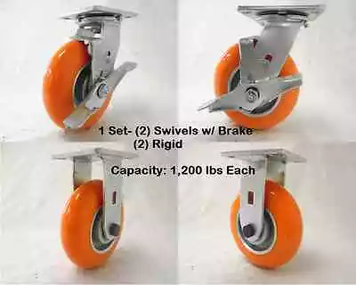 6  X 2  Swivel Caster W/ Brake Apex Polyurethane Wheel (2) & Rigid (2) Tool Box • $145.50