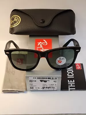 Ray-Ban Wayfarer RB 2140 901/58 54mm Black W/ Classic Green G15 Polarized Lens • $143.40