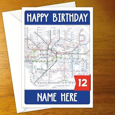 LONDON TUBE MAP Personalised Birthday Card • Personalized Tfl City Underground • £3.79