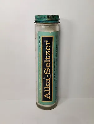 Old Rare Vintage Vnt Alka-Seltzer Glass Bottle Full Of Medicine Tablets Complete • $129.99