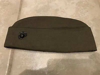 VINTAGE USMC Marine Corps MC Green Cap Hat Garrison Green Men's Cover Size 6 5/8 • $0.99